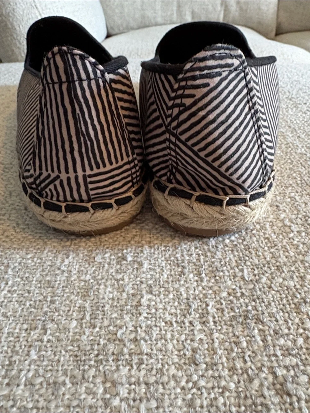 DV by Dolce Vita Black & Cream Striped Geometric Espadrilles